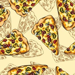 seamless background with a pattern of pizza
