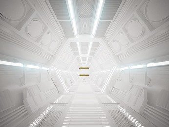 3d illustration of futuristic design spaceship interior 