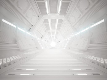 3d illustration of futuristic design spaceship interior 