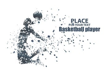 basketball player, particle divergent composition, vector illustration
