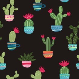 mexican cactus seamless print 