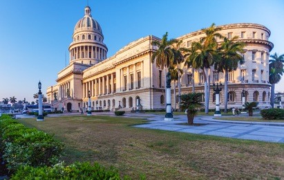 the capitol building at morning with sunlight,  havana