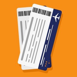 airplane boarding pass tickets. travel concept isolated on ogange background
