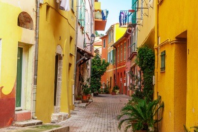 view of streets. villefranche-sur-mer, nice, cote d'azur, french riviera.