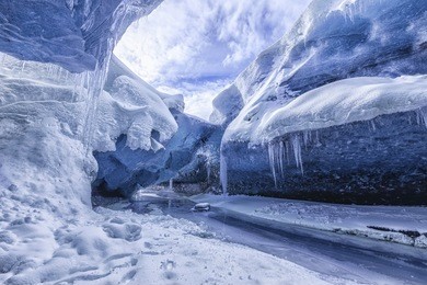 blue glacier cave in iceland
