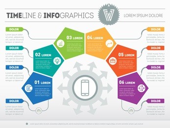part of the report with logo and icons set. vector infographic of technology or education process. business concept with six options. web template of a pyramidal chart, diagram or presentation.