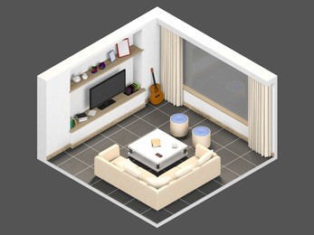 isometric 3d livingroom