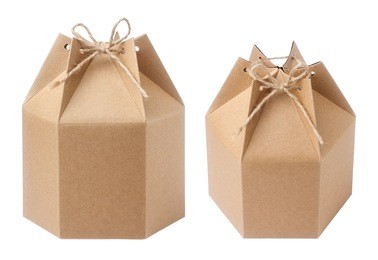 brown packaging paper box isolated on white