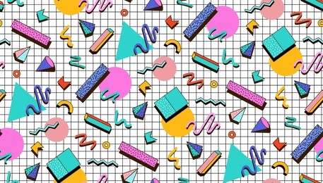 bright vector pattern 80's. background checkered bumage. abstract geometric shapes. illustration for hipsters memphis style.