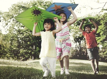 group of children friends play happiness concept