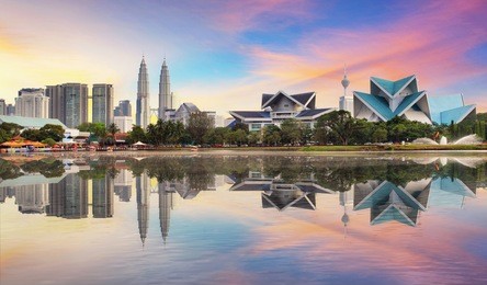 kuala lumpur, malaysia skyline at titiwangsa park.