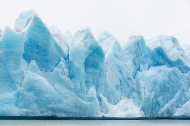 view at glacier grey in torres del paine national park, chile, from the boat at lago grey