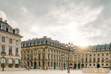 vendome square in paris at sunset