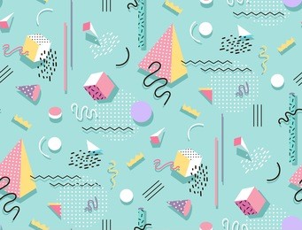 memphis pattern of geometric shapes for tissue and postcards. hipster poster, juicy, bright color background.