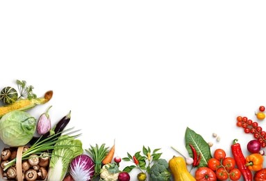 healthy eating background. food photography different fruits and vegetables isolated white background. copy space. high resolution product
