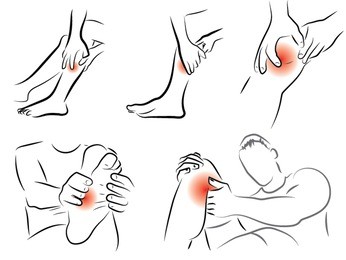 pain (sore) in woman feet. man holding the leg, knee, calf, heel, leg pain, self-massage for pain in leg. sore and pain in woman and man feet and legs.rubbing, sportswear stretching legs, self-massage