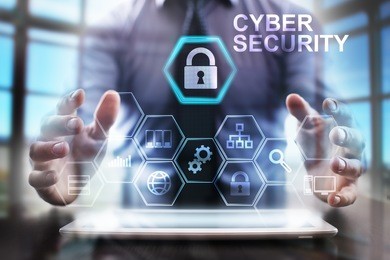 business man using modern tablet computer. cyber security concept. business tehnology and internet concept.