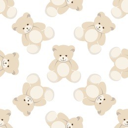 teddy bear seamless isolated on white background. vector illustration