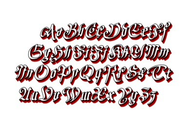 blackletter gothic script hand-drawn font art vector