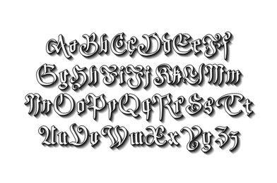 blackletter gothic script hand-drawn font art vector