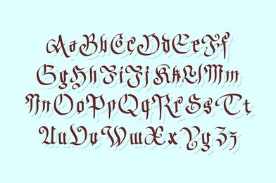 blackletter gothic script hand-drawn font art vector