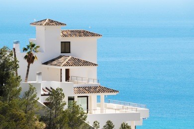 luxury summer house on the hilly sea coast. real estate concept