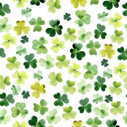 seamless background with watercolor clover. pattern for st. patrick's day. watercolor summer clover leaf pattern. vintage nature seamless background for saint patricks day.