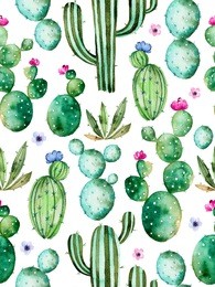 seamless pattern with high quality hand painted watercolor cactus plants and purple flowers.pastel colors,perfect for your project,wedding,greeting card,photos,blogs,wallpaper,pattern,texture and more