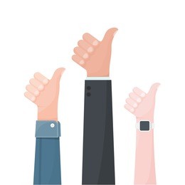 hands show thumbs up.