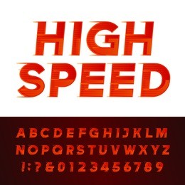 high speed alphabet font. motion effect letters and numbers. vector typography for flyers, headlines, posters etc.