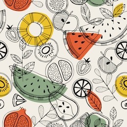 fruit seamless pattern. scandinavian style pattern. vector illustration