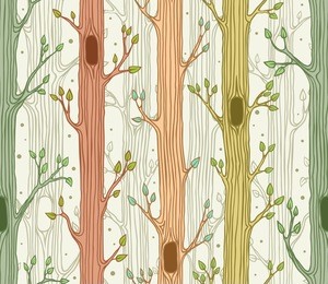 seamless pattern with trees, fresh spring forest