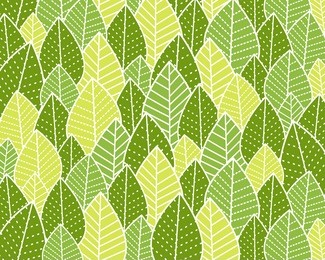 green backgroud with leaves, nature cartoon pattern, 