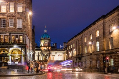 street view of the historic royal mile, edinburgh, scotland