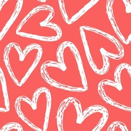 white hearts on a red background. seamless pattern