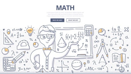 doodle vector illustration of learning and teaching mathematics. education concept of math science for web banners, hero images, printed materials