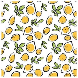 black ink doodle hand drawn isolated lemon seamless pattern on white background. sketched abstract vector food illustration. design artistic element for card, print, template, wallpaper, texture.