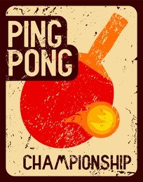 ping pong typographical vintage grunge style poster. retro vector illustration.