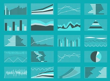 set of graphs and charts. data and statistic, informative infographics. vector illustration. eps10