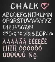 chalk latin multilingual alphabet. diacritics, special characters and money signs.