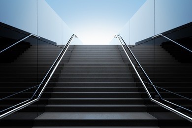 empty black stairs in pedestrian subway. 3d render