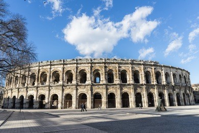 ancient roman amphitheater in nimes, france