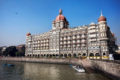 taj mahal hotel famous building of touristic part in mumbai, india