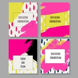 set of vector universal cards. wedding, anniversary, birthday, party. design for poster, card, invitation, brochure, flyer. creative hand drawn textures.