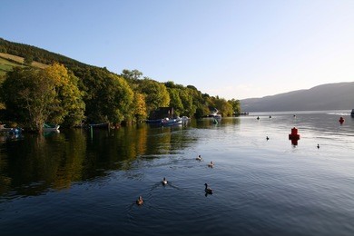 loch ness in scotland on a calm autumn morning.