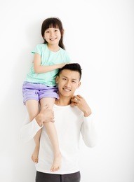 happy father and daughter having fun together