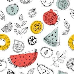 fruit seamless pattern. scandinavian style pattern. vector illustration