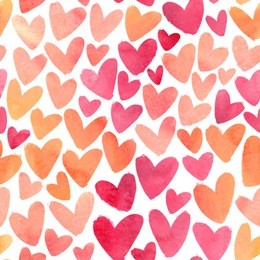 seamless pattern with funny hearts. watercolor texture