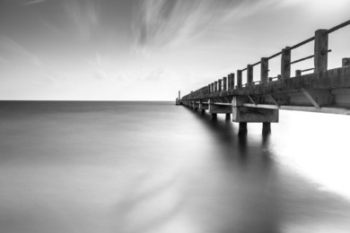 long exposure of a jetty in black and white