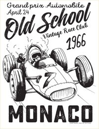 vintage race car for printing.vector old school poster.